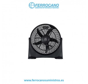 VENTILADOR SUELO BOX PLUS 90W ORIENTABLE 50CM 3 VELOCIDADES NEGRO