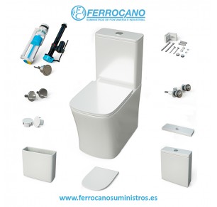 INODORO NIKKO COMPACTO S/DUAL TANQUE+ASIENTO+TAPA SLIM AMORTIGUADA BLANCO BRILLO