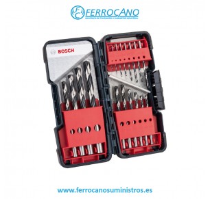 JUEGO BROCAS BOSCH HSS CILINDRICA DIN-338N POINTTEQ 18PCS