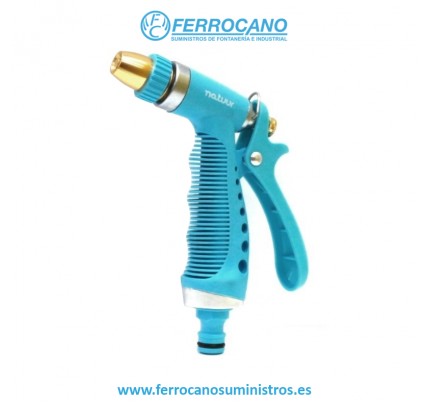 PISTOLA RIEGO NATUUR GATILLO TRASERO TOMA AUTOMATICA BOQUILLA METALICA METAL