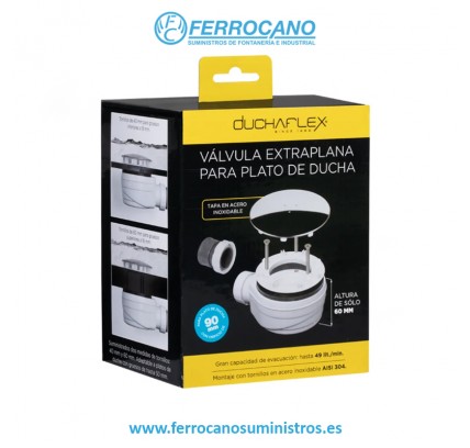 VÁLVULA DUCHA CON RACOR DUCHAFLEX 120MM TAPA INOX 6000