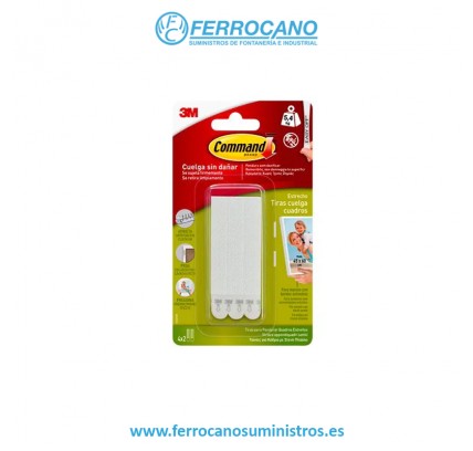 TIRAS ADHESIVAS 3M COMMAND P/CUADROS 6 PIEZAS BLANCO