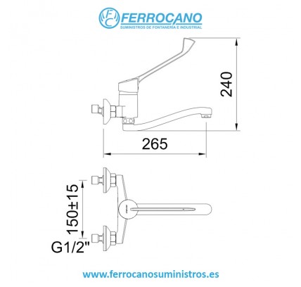 MONOMANDO FREGADERO MURAL S12 URBAN CLEVER CROMO 99246
