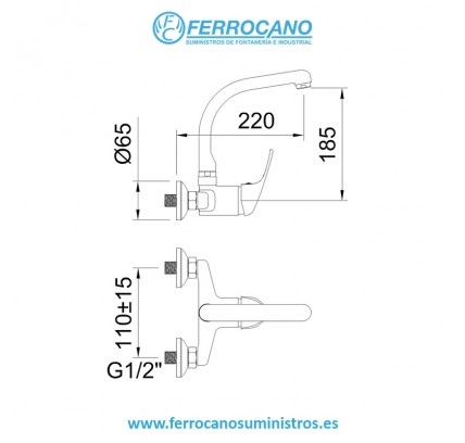 MONOMANDO FREGADERO PANAM URBAN PARED 110MM CLEVER CROMO 98500