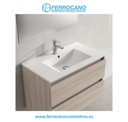 CONJUNTO MUEBLE BAÑO VISOBATH BOX 60CM 2 CAJONES + LAVABO FLAT CRUDO 84968