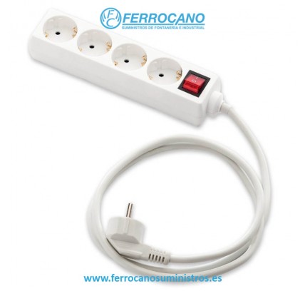 BASE MÚLTIPLE HEPOLUZ 4 TOMAS CON CABLE 3X1.5 3 METROS + INTERRUPTOR