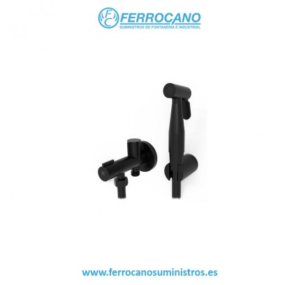 DUCHA HIGIÉNICA BIDÉ KALLA ERGOS + LLAVE NEGRO MATE 23292N