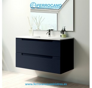 CONJUNTO MUEBLE BAÑO VISOBATH KYOTO 60CM 2 CAJONES + LAVABO FLAT NAVY 88181
