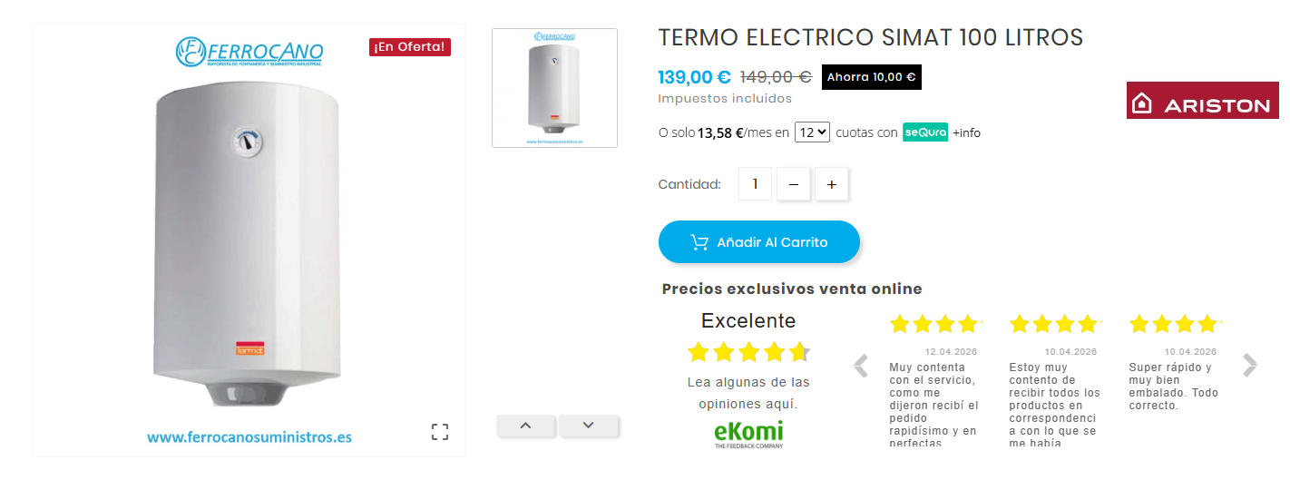 TERMO ELECTRICO SIMAT 100 LITROS